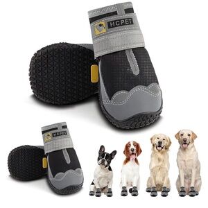 HCPET Gray Protective Dog Boots - Non-Slip Paw Shoes